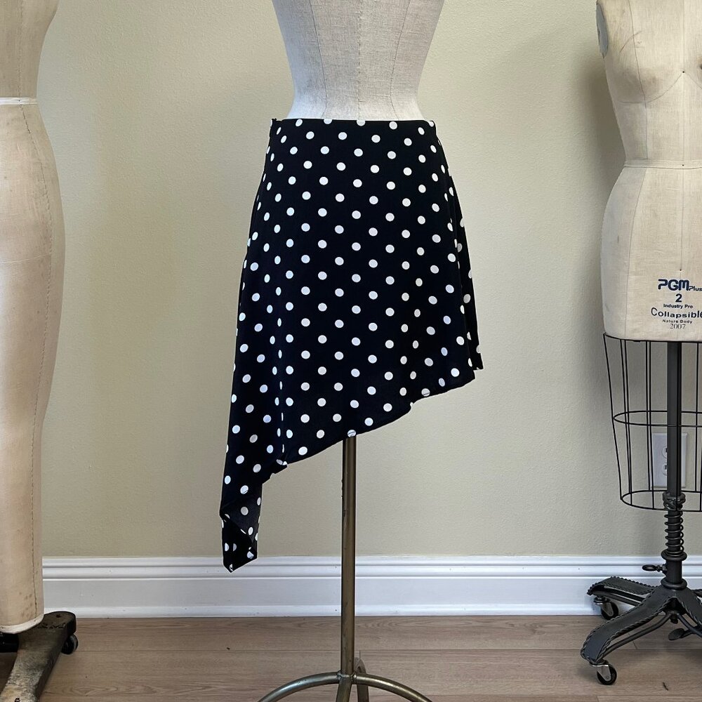 Ezra Black and White Asymmetrical Polka Dot Skirt